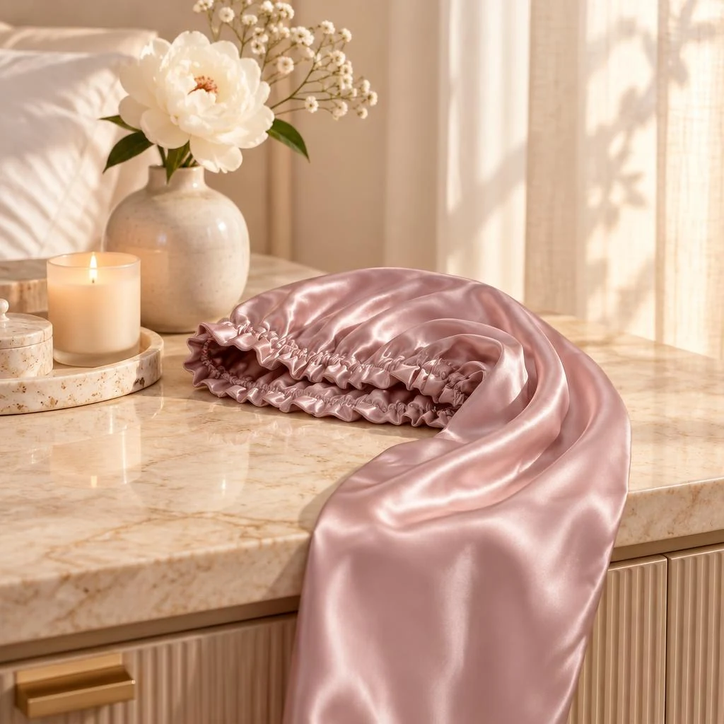 Cuffia in seta di gelso per capelli lunghi e ricci – rosa antico - Lifestyle e cura delicata dei capelli