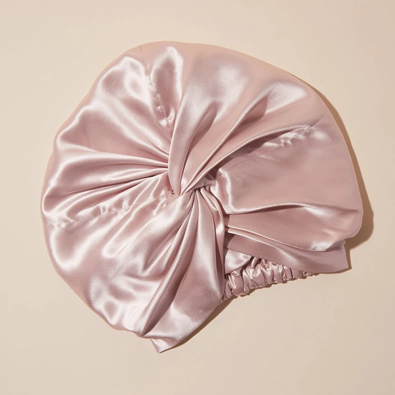 Cuffia da notte in seta di gelso standard – rosa cipria