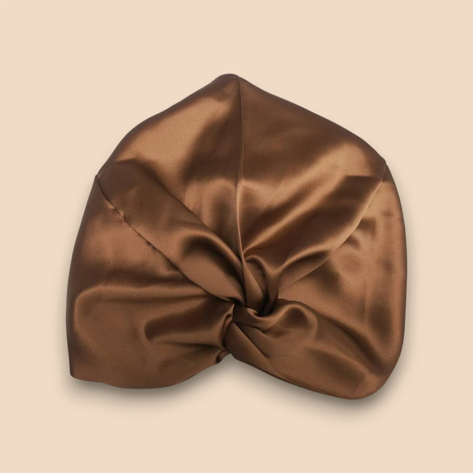 Cuffia da notte in seta di gelso standard – marrone moka
