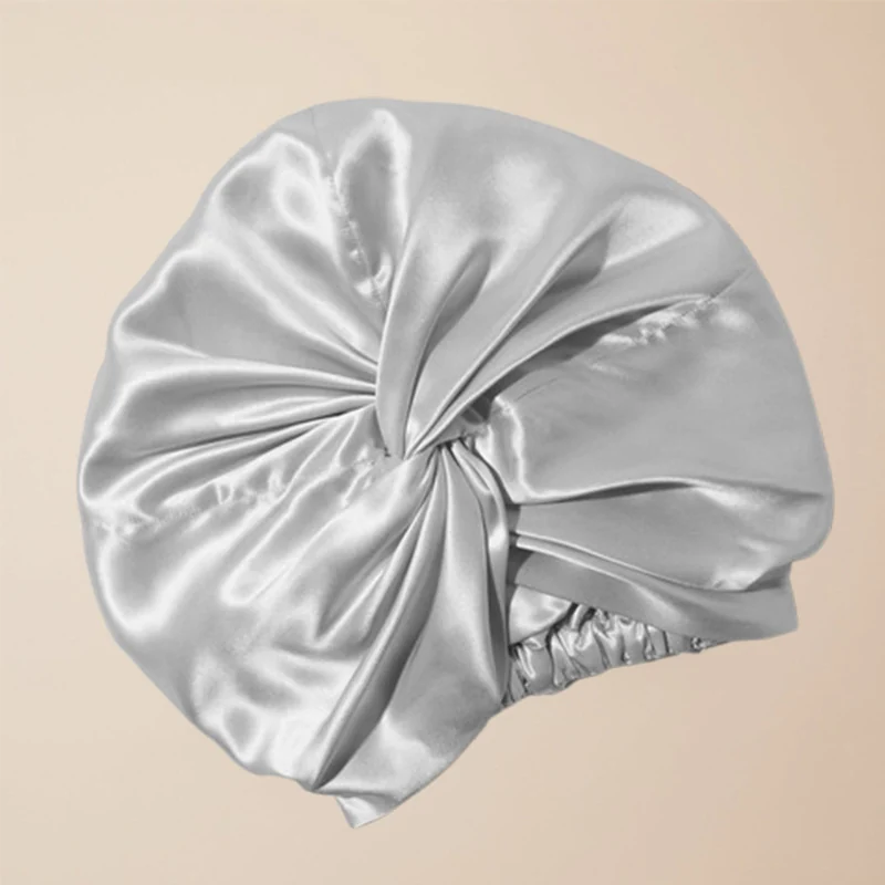 Cuffia da notte in seta di gelso standard – grigio argento